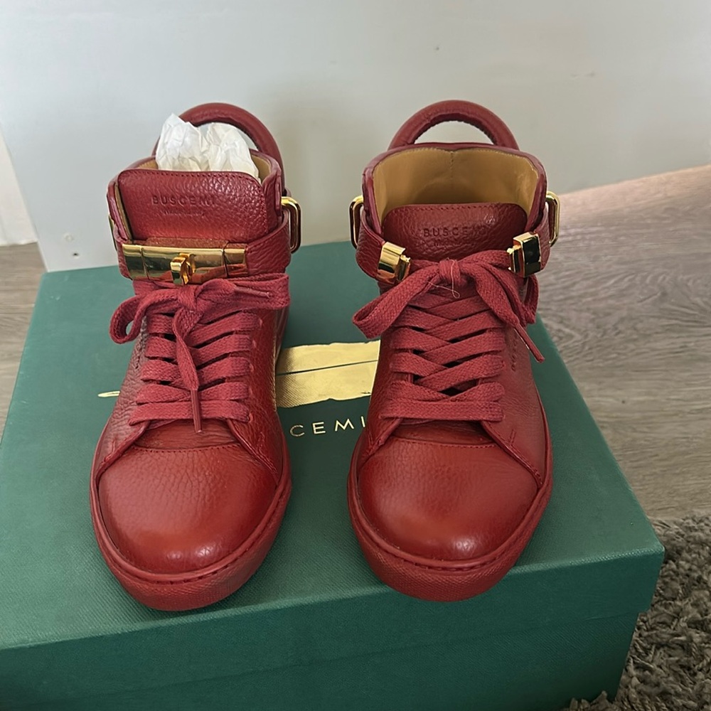 Buscemi Red Leather Sneakers Minimalist Design